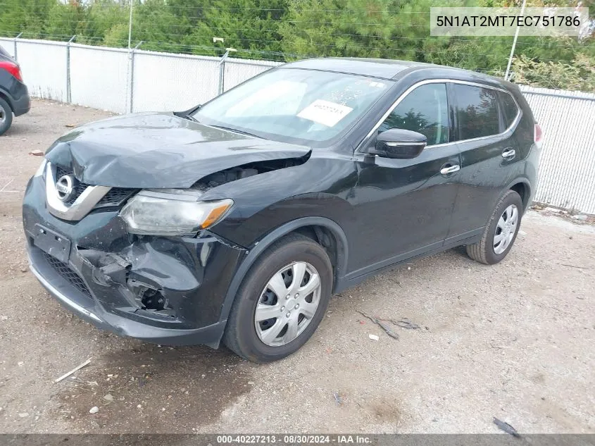 2014 Nissan Rogue S VIN: 5N1AT2MT7EC751786 Lot: 40227213