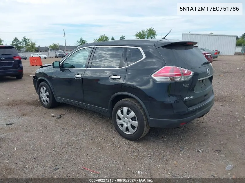 2014 Nissan Rogue S VIN: 5N1AT2MT7EC751786 Lot: 40227213