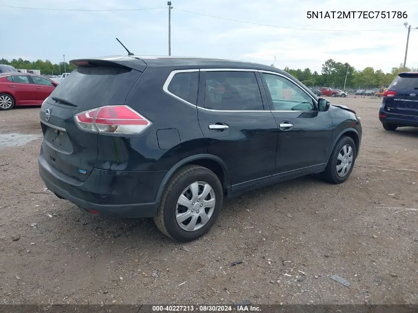 2014 Nissan Rogue S VIN: 5N1AT2MT7EC751786 Lot: 40227213