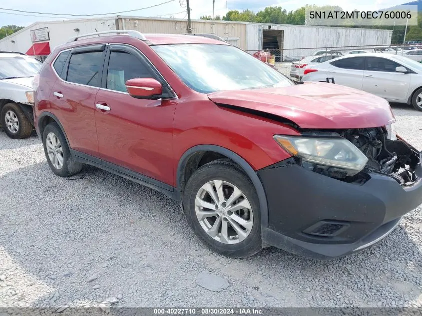 2014 Nissan Rogue Sv VIN: 5N1AT2MT0EC760006 Lot: 40227710