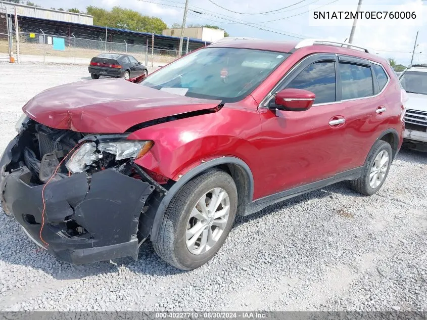 2014 Nissan Rogue Sv VIN: 5N1AT2MT0EC760006 Lot: 40227710