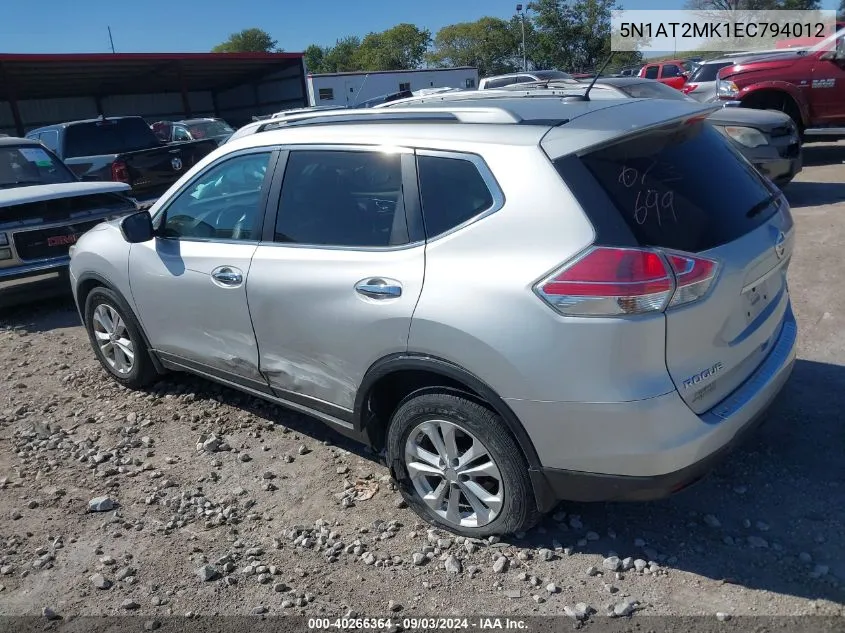 2014 Nissan Rogue Sv VIN: 5N1AT2MK1EC794012 Lot: 40266364