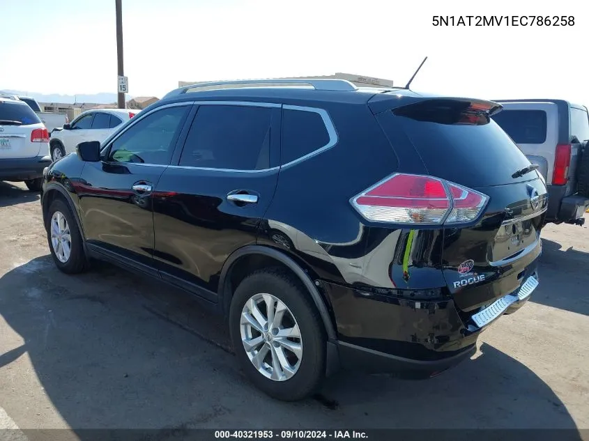 2014 Nissan Rogue Sv VIN: 5N1AT2MV1EC786258 Lot: 40321953