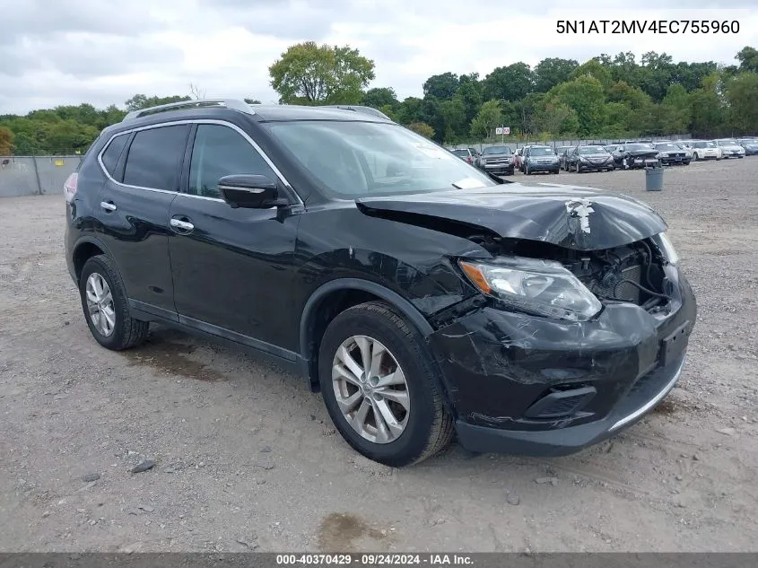 2014 Nissan Rogue S/Sl/Sv VIN: 5N1AT2MV4EC755960 Lot: 40370429