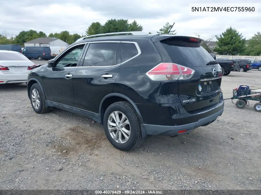 2014 Nissan Rogue S/Sl/Sv VIN: 5N1AT2MV4EC755960 Lot: 40370429