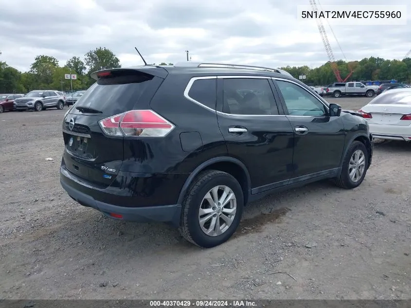 2014 Nissan Rogue S/Sl/Sv VIN: 5N1AT2MV4EC755960 Lot: 40370429