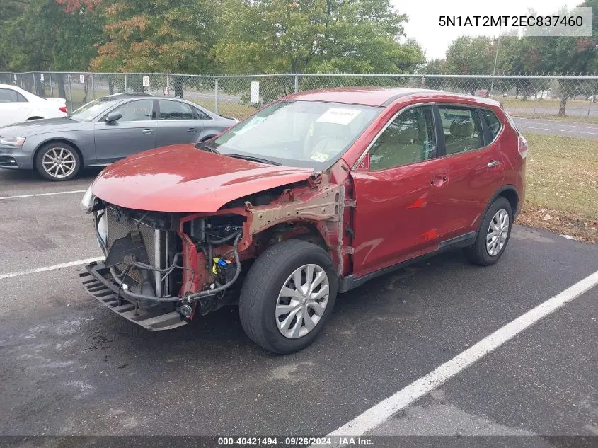 2014 Nissan Rogue S VIN: 5N1AT2MT2EC837460 Lot: 40421494