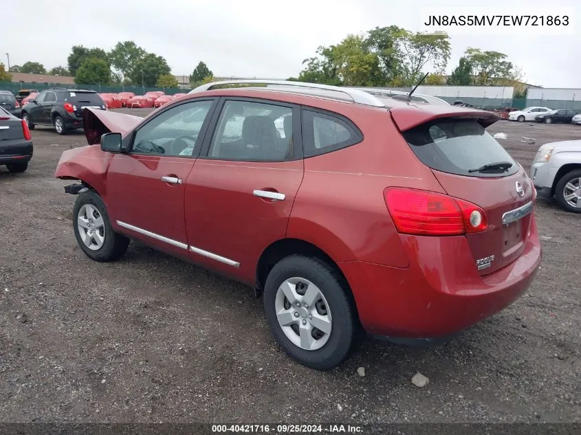 2014 Nissan Rogue Select S VIN: JN8AS5MV7EW721863 Lot: 40421716