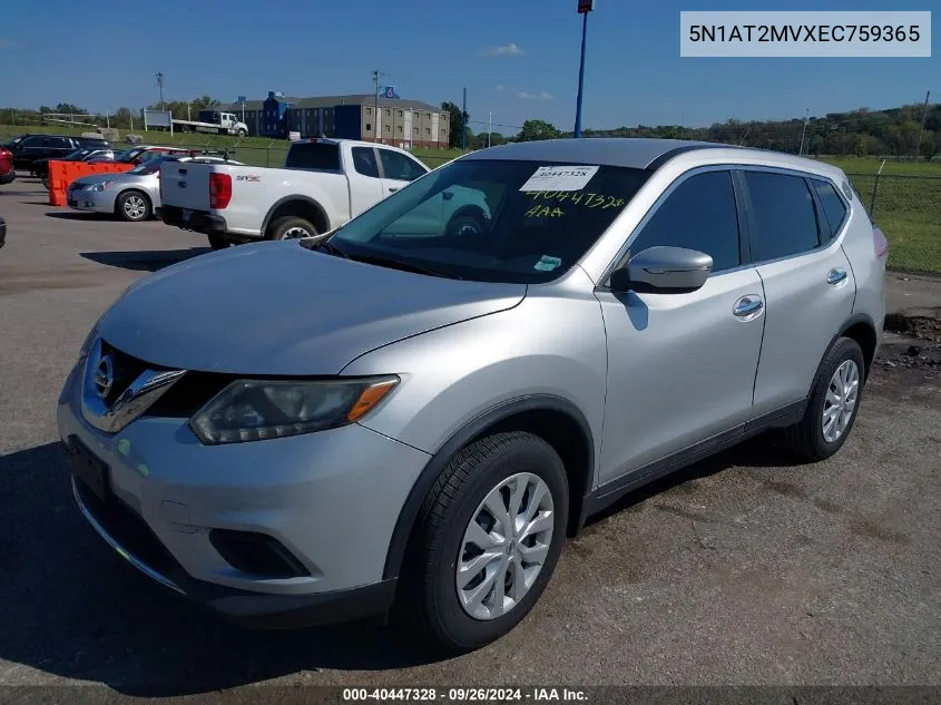 2014 Nissan Rogue S VIN: 5N1AT2MVXEC759365 Lot: 40447328