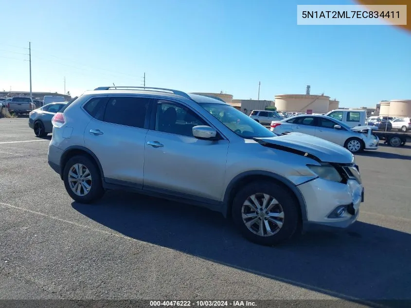 2014 Nissan Rogue Sv VIN: 5N1AT2ML7EC834411 Lot: 40476222