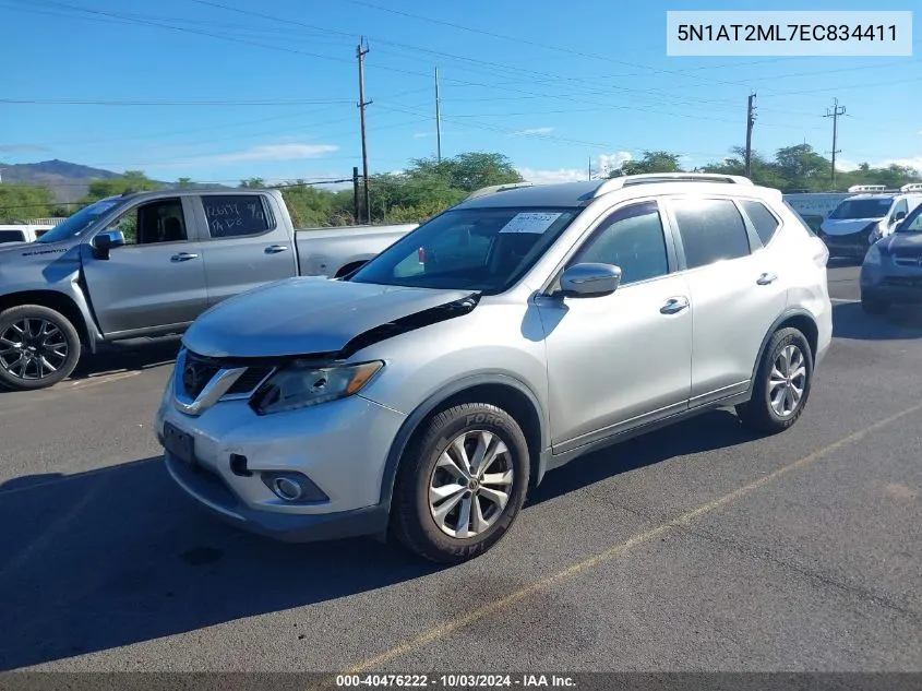 2014 Nissan Rogue Sv VIN: 5N1AT2ML7EC834411 Lot: 40476222