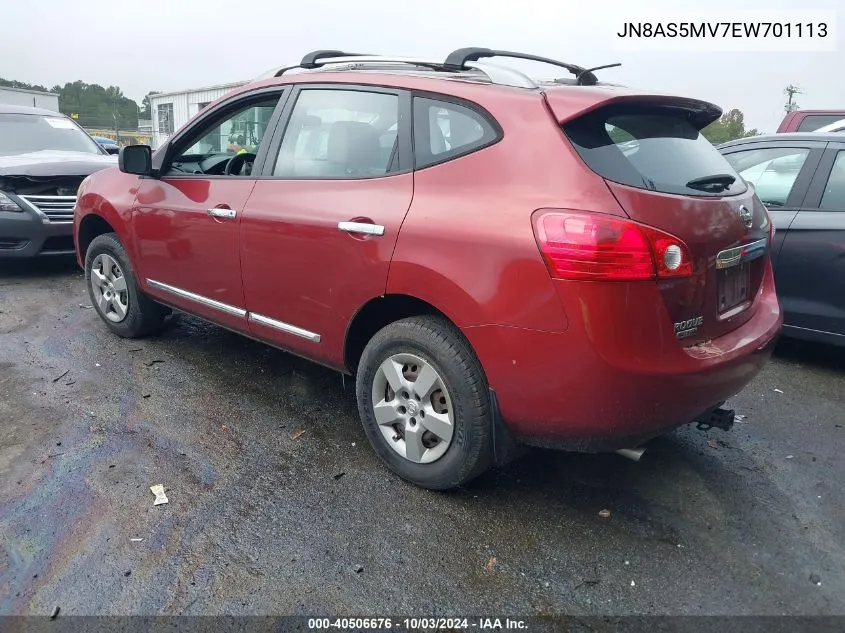 2014 Nissan Rogue Select S VIN: JN8AS5MV7EW701113 Lot: 40506676