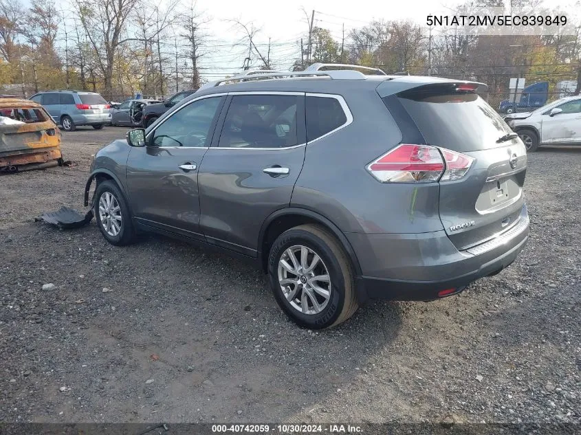 2014 Nissan Rogue S/Sl/Sv VIN: 5N1AT2MV5EC839849 Lot: 40742059