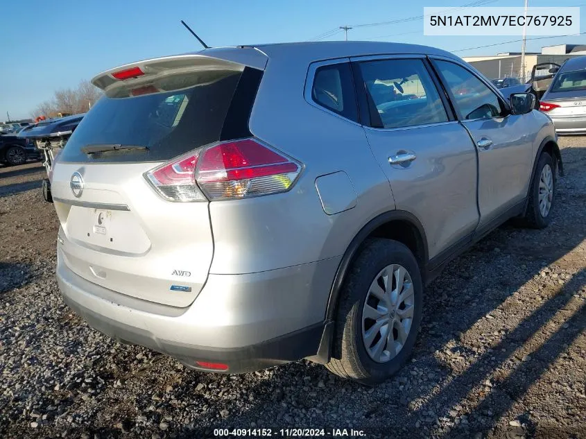 2014 Nissan Rogue S VIN: 5N1AT2MV7EC767925 Lot: 40914152