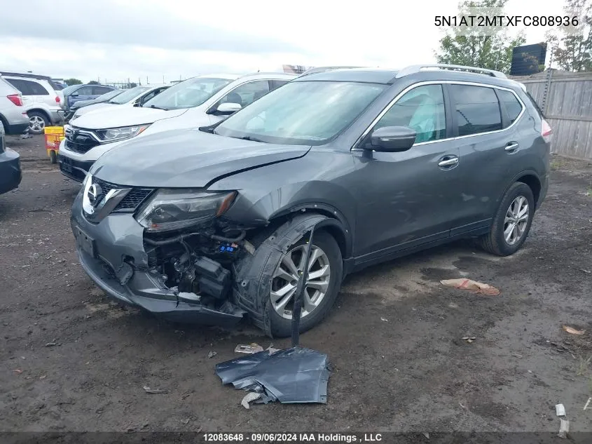 2015 Nissan Rogue VIN: 5N1AT2MTXFC808936 Lot: 12083648