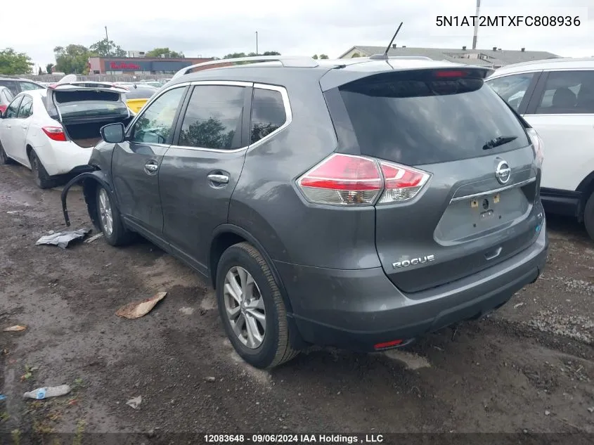 2015 Nissan Rogue VIN: 5N1AT2MTXFC808936 Lot: 12083648