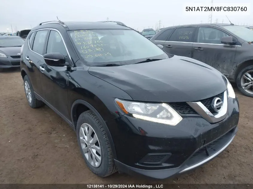 2015 Nissan Rogue VIN: 5N1AT2MV8FC830760 Lot: 12138141