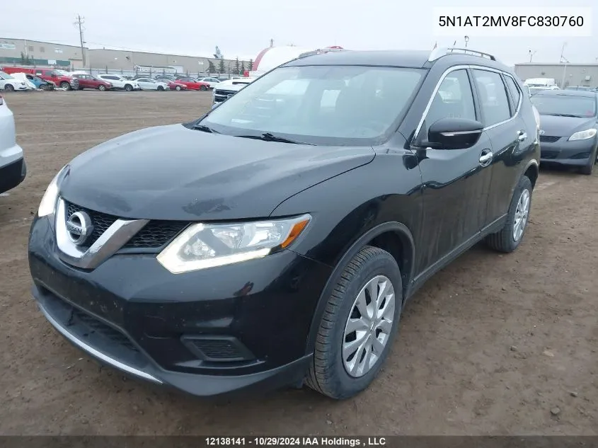 2015 Nissan Rogue VIN: 5N1AT2MV8FC830760 Lot: 12138141