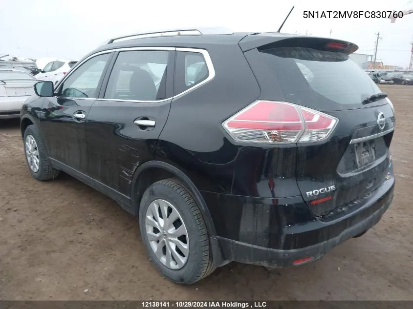 2015 Nissan Rogue VIN: 5N1AT2MV8FC830760 Lot: 12138141