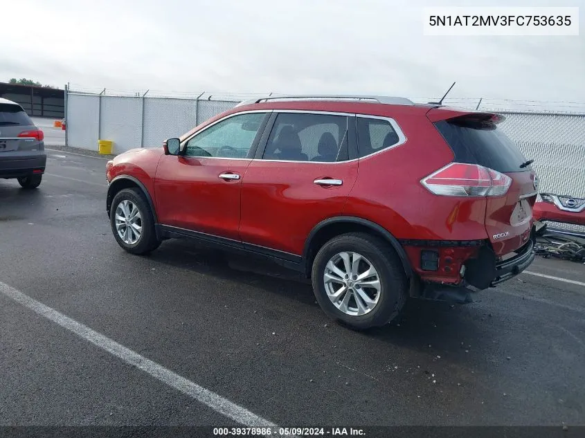 2015 Nissan Rogue Sv VIN: 5N1AT2MV3FC753635 Lot: 39378986