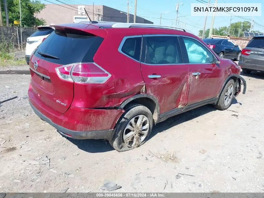 2015 Nissan Rogue Sv VIN: 5N1AT2MK3FC910974 Lot: 39845656