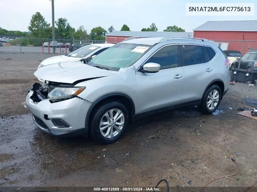 2015 Nissan Rogue Sv VIN: 5N1AT2ML6FC775613 Lot: 40012589