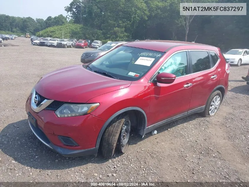 2015 Nissan Rogue S VIN: 5N1AT2MK5FC837297 Lot: 40019654