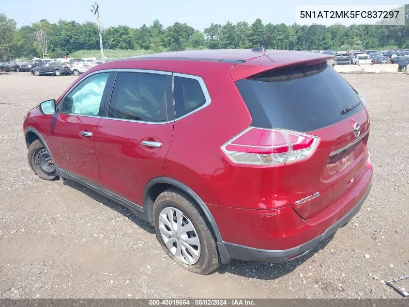 2015 Nissan Rogue S VIN: 5N1AT2MK5FC837297 Lot: 40019654