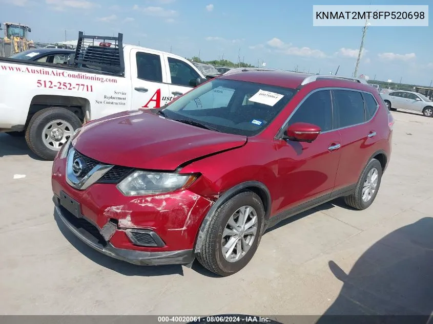 2015 Nissan Rogue Sv VIN: KNMAT2MT8FP520698 Lot: 40020061