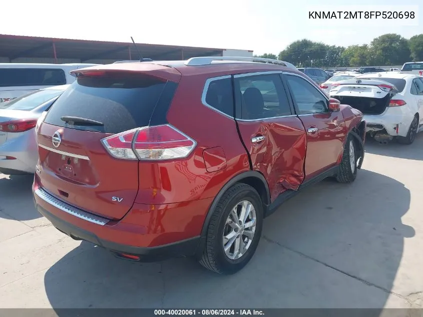 2015 Nissan Rogue Sv VIN: KNMAT2MT8FP520698 Lot: 40020061