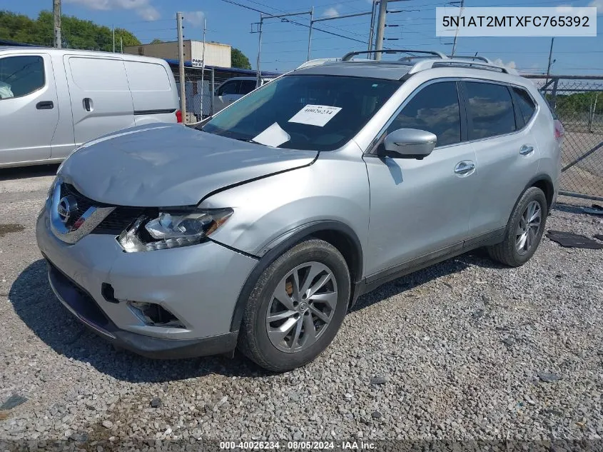 2015 Nissan Rogue Sl VIN: 5N1AT2MTXFC765392 Lot: 40026234