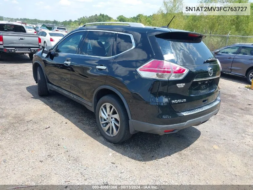 2015 Nissan Rogue Sl VIN: 5N1AT2MV3FC763727 Lot: 40081366