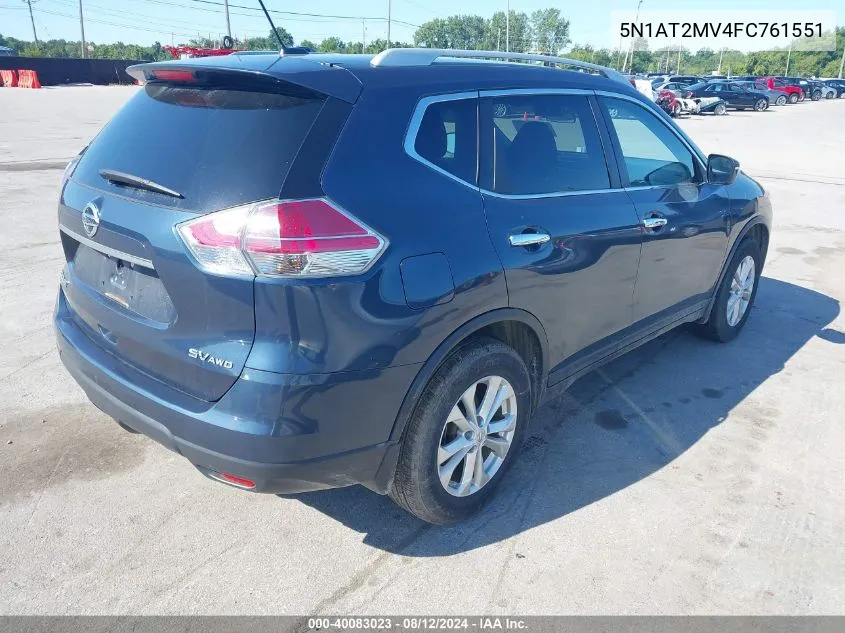 2015 Nissan Rogue Sv VIN: 5N1AT2MV4FC761551 Lot: 40083023