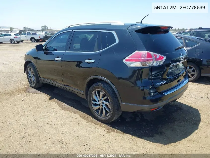 2015 Nissan Rogue Sl VIN: 5N1AT2MT2FC778539 Lot: 40087309