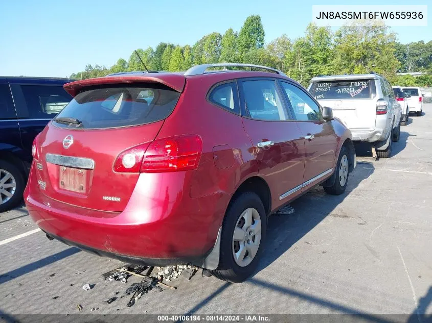 2015 Nissan Rogue Select S VIN: JN8AS5MT6FW655936 Lot: 40106194