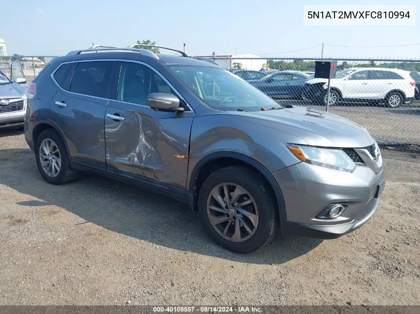 2015 Nissan Rogue Sl VIN: 5N1AT2MVXFC810994 Lot: 40108557