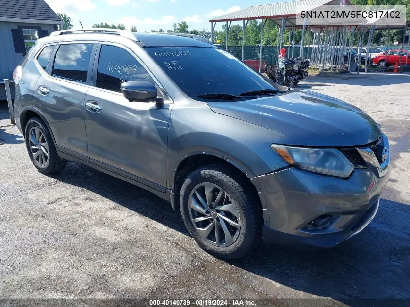 2015 Nissan Rogue Sl VIN: 5N1AT2MV5FC817402 Lot: 40140739