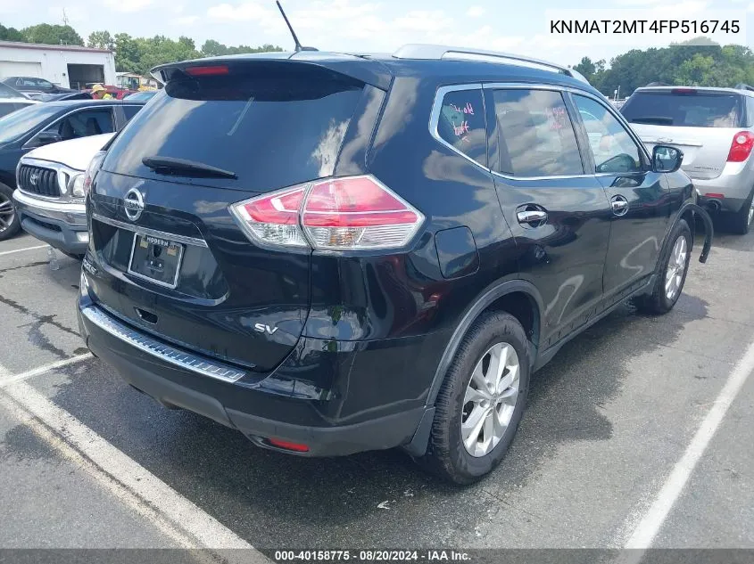 2015 Nissan Rogue Sv VIN: KNMAT2MT4FP516745 Lot: 40158775