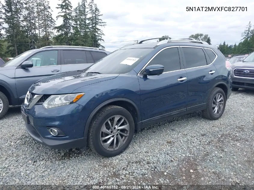 2015 Nissan Rogue Sl VIN: 5N1AT2MVXFC827701 Lot: 40165752