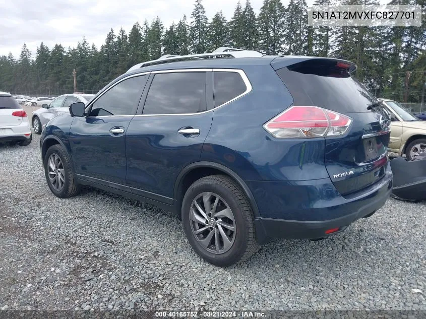 2015 Nissan Rogue Sl VIN: 5N1AT2MVXFC827701 Lot: 40165752