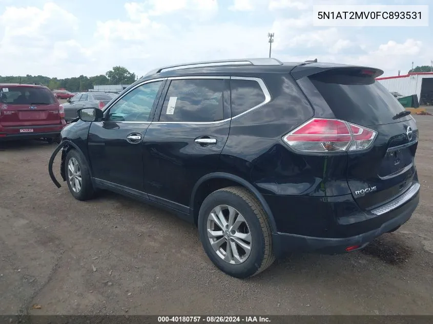 2015 Nissan Rogue Sv VIN: 5N1AT2MV0FC893531 Lot: 40180757