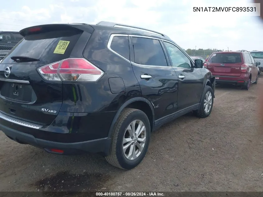 2015 Nissan Rogue Sv VIN: 5N1AT2MV0FC893531 Lot: 40180757