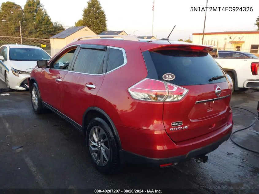 2015 Nissan Rogue Sl VIN: 5N1AT2MT4FC924326 Lot: 40207207