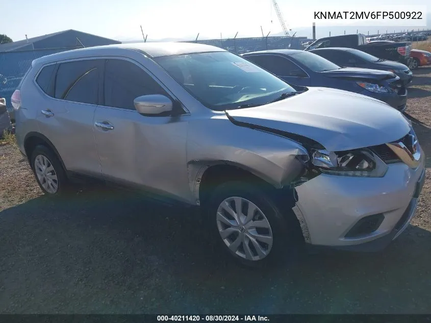 2015 Nissan Rogue S VIN: KNMAT2MV6FP500922 Lot: 40211420