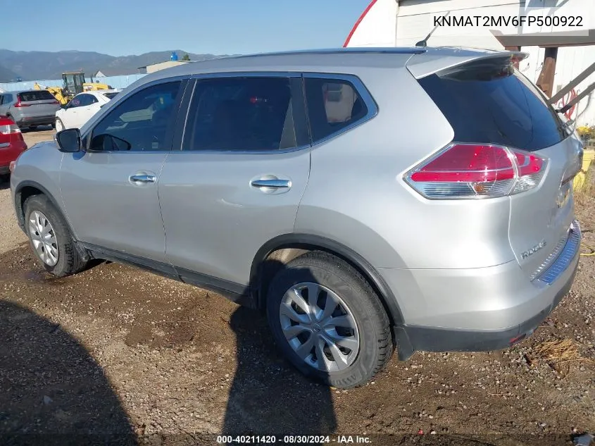 2015 Nissan Rogue S VIN: KNMAT2MV6FP500922 Lot: 40211420