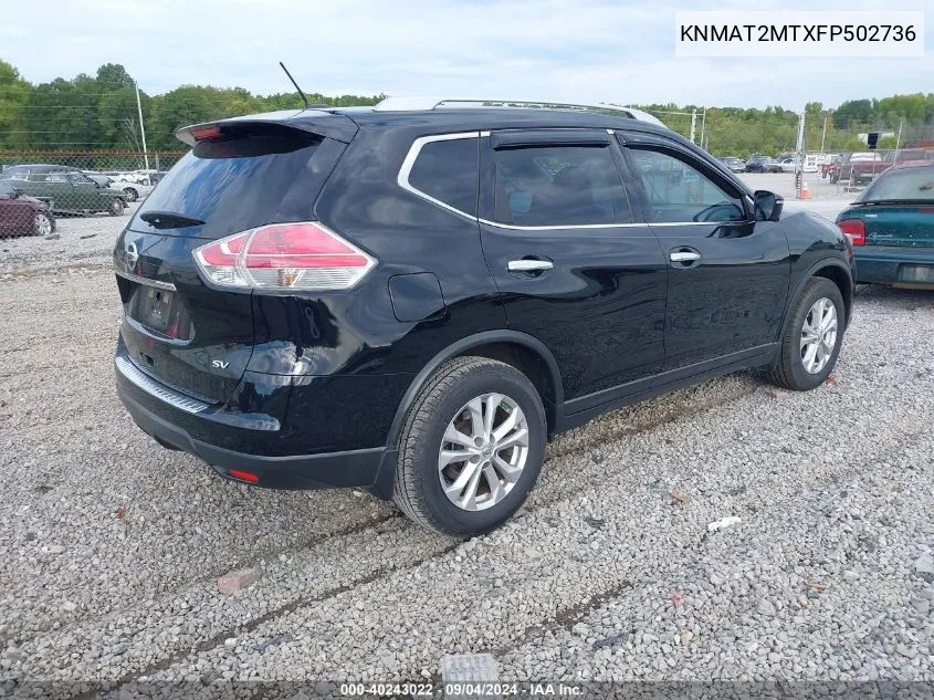 2015 Nissan Rogue S/Sl/Sv VIN: KNMAT2MTXFP502736 Lot: 40243022