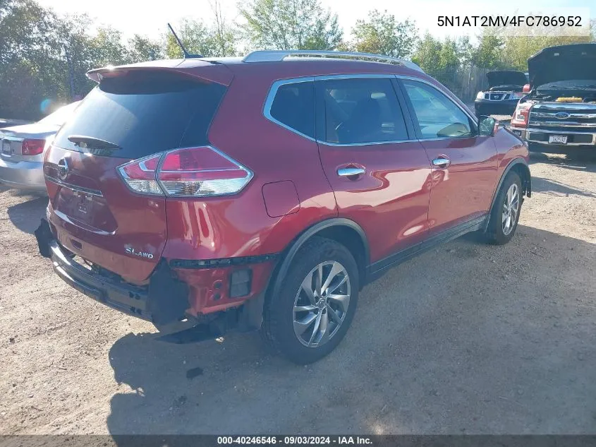 2015 Nissan Rogue Sl VIN: 5N1AT2MV4FC786952 Lot: 40246546