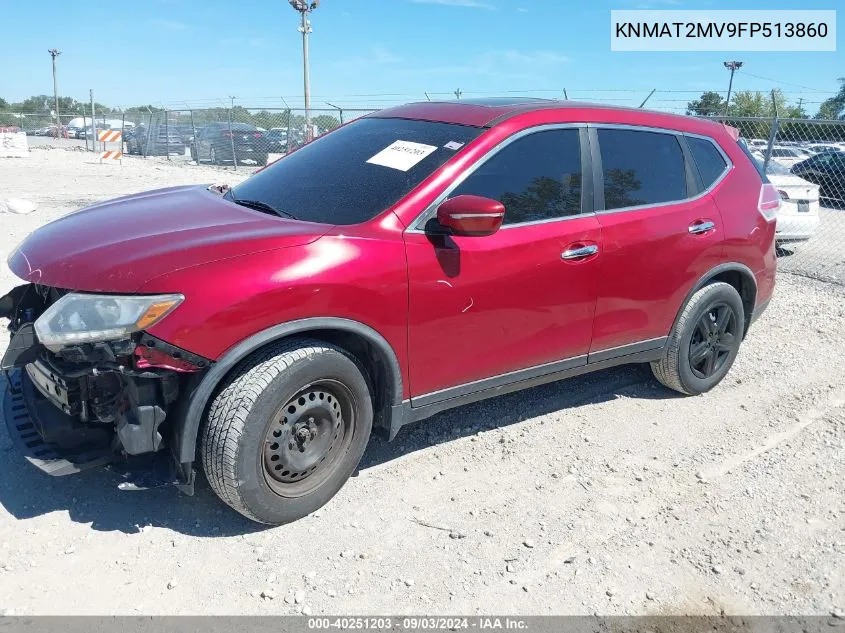 2015 Nissan Rogue S VIN: KNMAT2MV9FP513860 Lot: 40251203