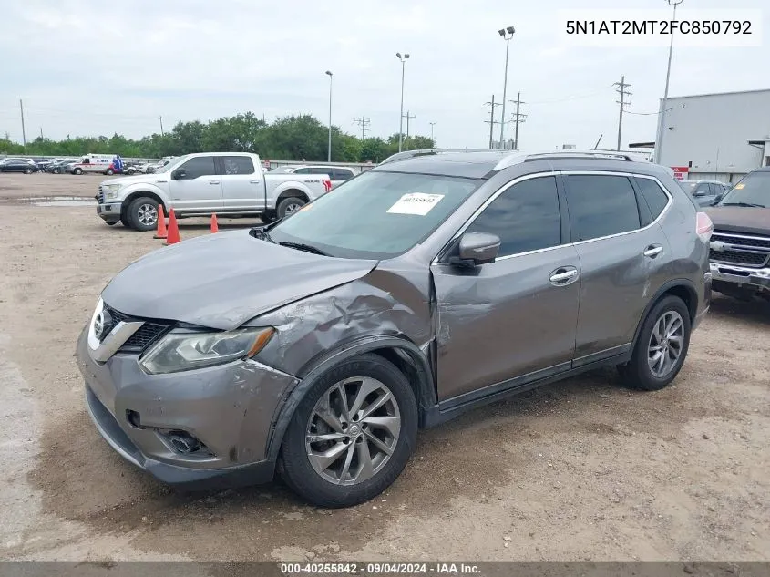 2015 Nissan Rogue S/Sl/Sv VIN: 5N1AT2MT2FC850792 Lot: 40255842