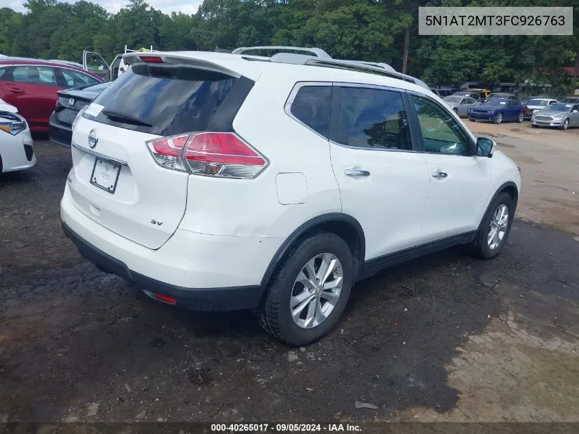 5N1AT2MT3FC926763 2015 Nissan Rogue Sv